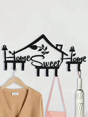 1pc Metal Modern Wall Mounted Coat Rack, Wall Hanging Rack Hook, Entryway Coat Hat Bag Ket Sundry Hook, Home Room Wall Decor, "Home Sweet Home"