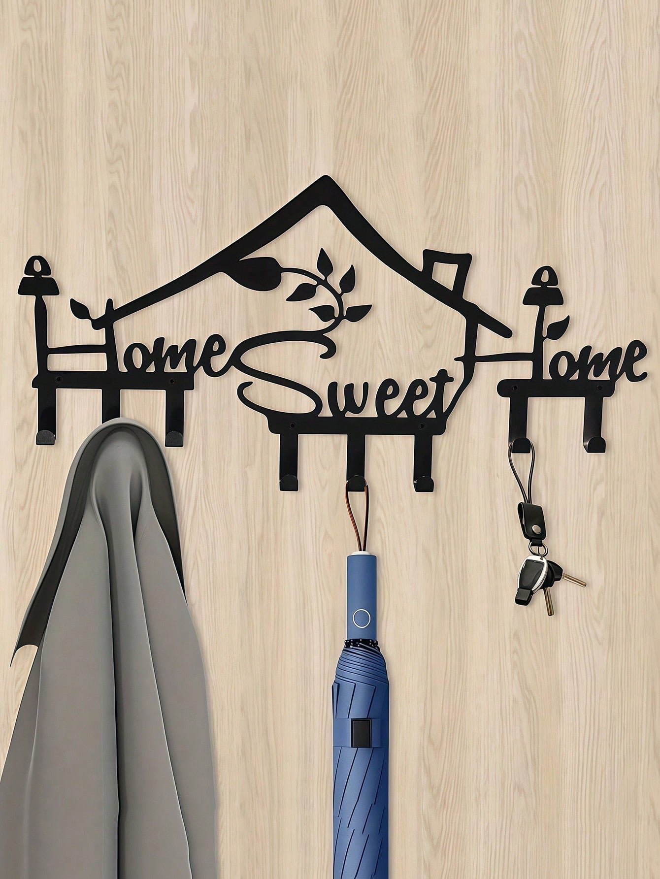 1pc Metal Modern Wall Mounted Coat Rack, Wall Hanging Rack Hook, Entryway Coat Hat Bag Ket Sundry Hook, Home Room Wall Decor, "Home Sweet Home"