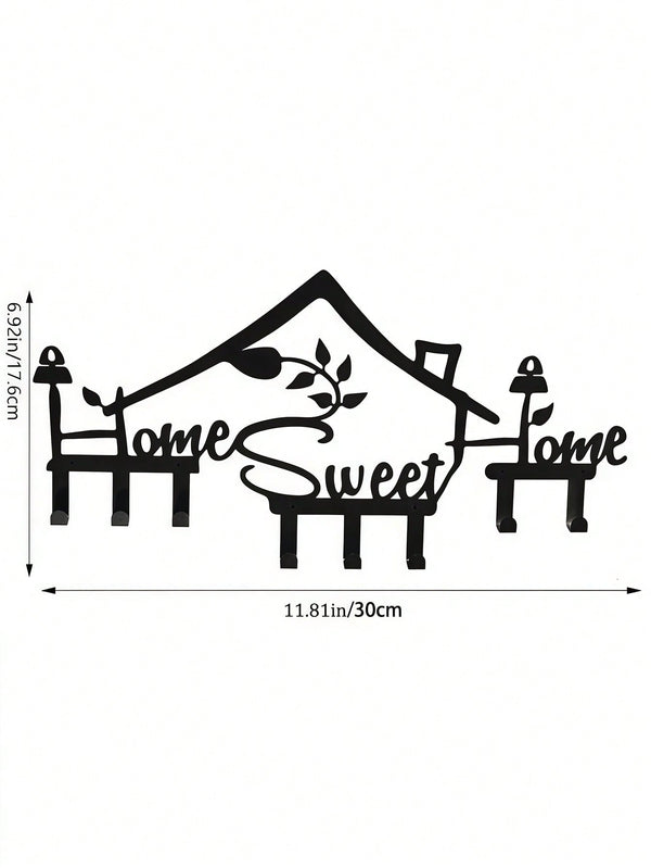 1pc Metal Modern Wall Mounted Coat Rack, Wall Hanging Rack Hook, Entryway Coat Hat Bag Ket Sundry Hook, Home Room Wall Decor, "Home Sweet Home"