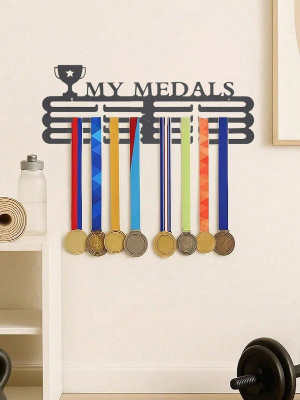1 Medal Display Rack – Perfect For Showcasing Sports Medals And Ribbons. A Stylish Wall Organizer Ideal For Hockey, Handball, Jumping Events, And More. Comes With Multiple Hooks.