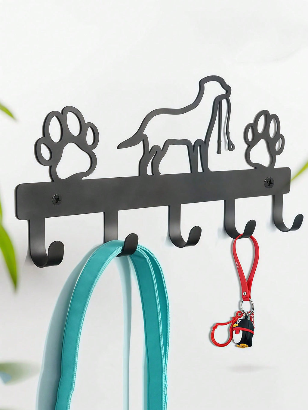 1pc Metal Dog Shape Key Holder With 5 Hooks, Wall Mounted Coat And Towel Rack Storage Organizer - Ideal For Home Organization