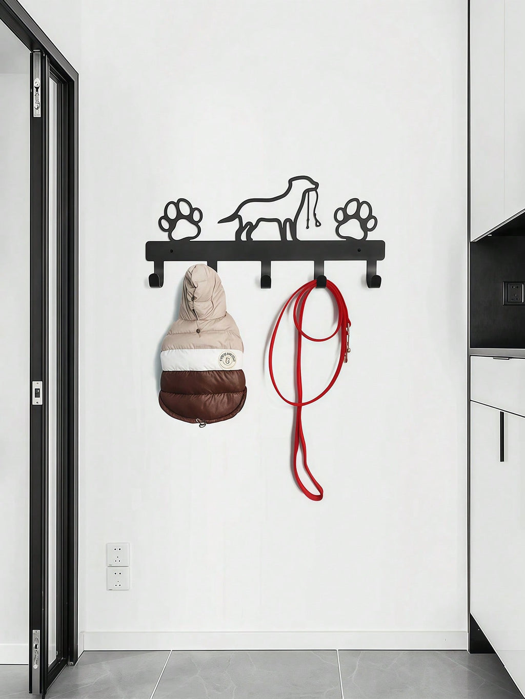 1pc Metal Dog Shape Key Holder With 5 Hooks, Wall Mounted Coat And Towel Rack Storage Organizer - Ideal For Home Organization