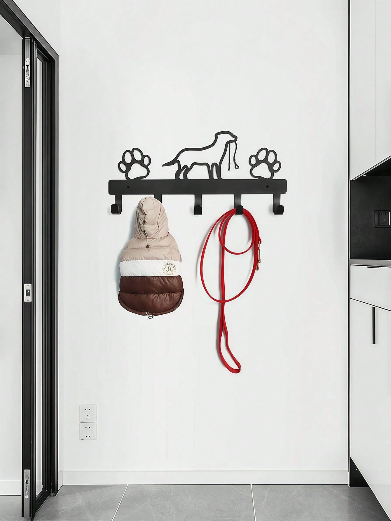 1pc Metal Dog Shape Key Holder With 5 Hooks, Wall Mounted Coat And Towel Rack Storage Organizer - Ideal For Home Organization