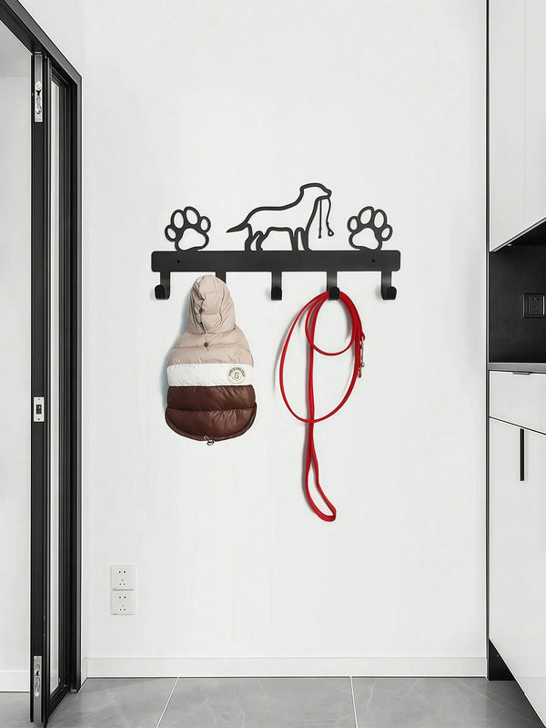 1pc Metal Dog Shape Key Holder With 5 Hooks, Wall Mounted Coat And Towel Rack Storage Organizer - Ideal For Home Organization