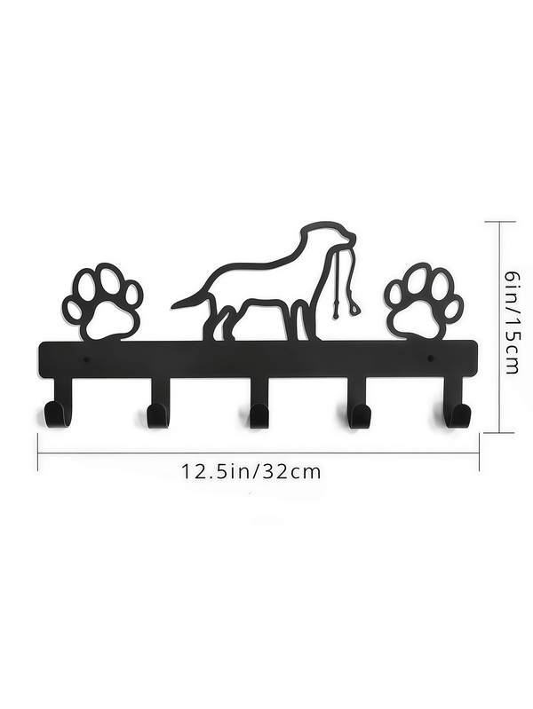1pc Metal Dog Shape Key Holder With 5 Hooks, Wall Mounted Coat And Towel Rack Storage Organizer - Ideal For Home Organization