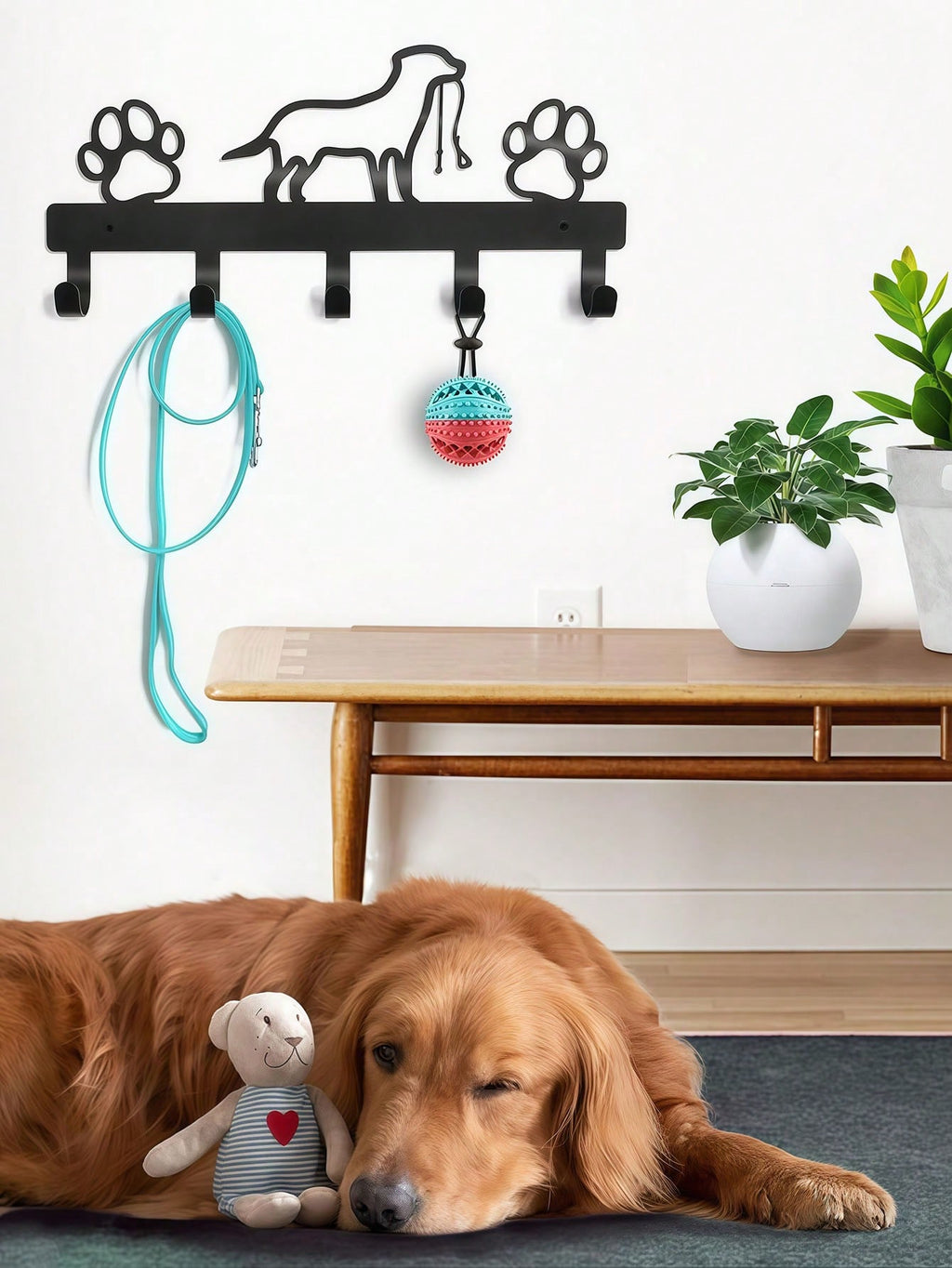 1pc Metal Dog Shape Key Holder With 5 Hooks, Wall Mounted Coat And Towel Rack Storage Organizer - Ideal For Home Organization