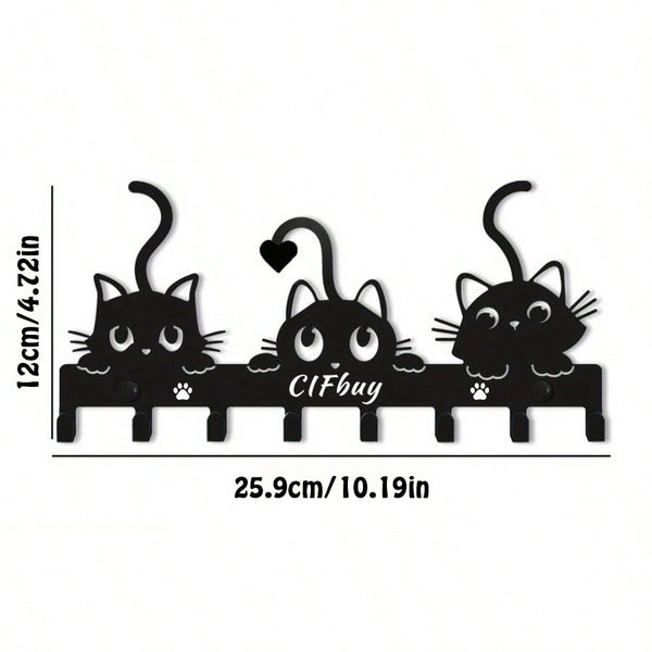 1pc Adorable Naughty Cat Key Rack Wall-Mounted Hook - Artistic Shape Decoration Accessory, Wall-Mounted, Hook, Keychain, Key Holder