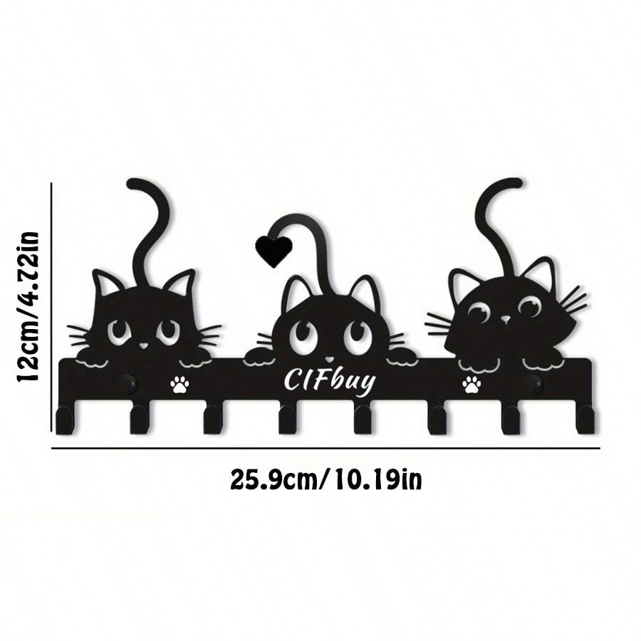 1pc Adorable Naughty Cat Key Rack Wall-Mounted Hook - Artistic Shape Decoration Accessory, Wall-Mounted, Hook, Keychain, Key Holder Secondary image