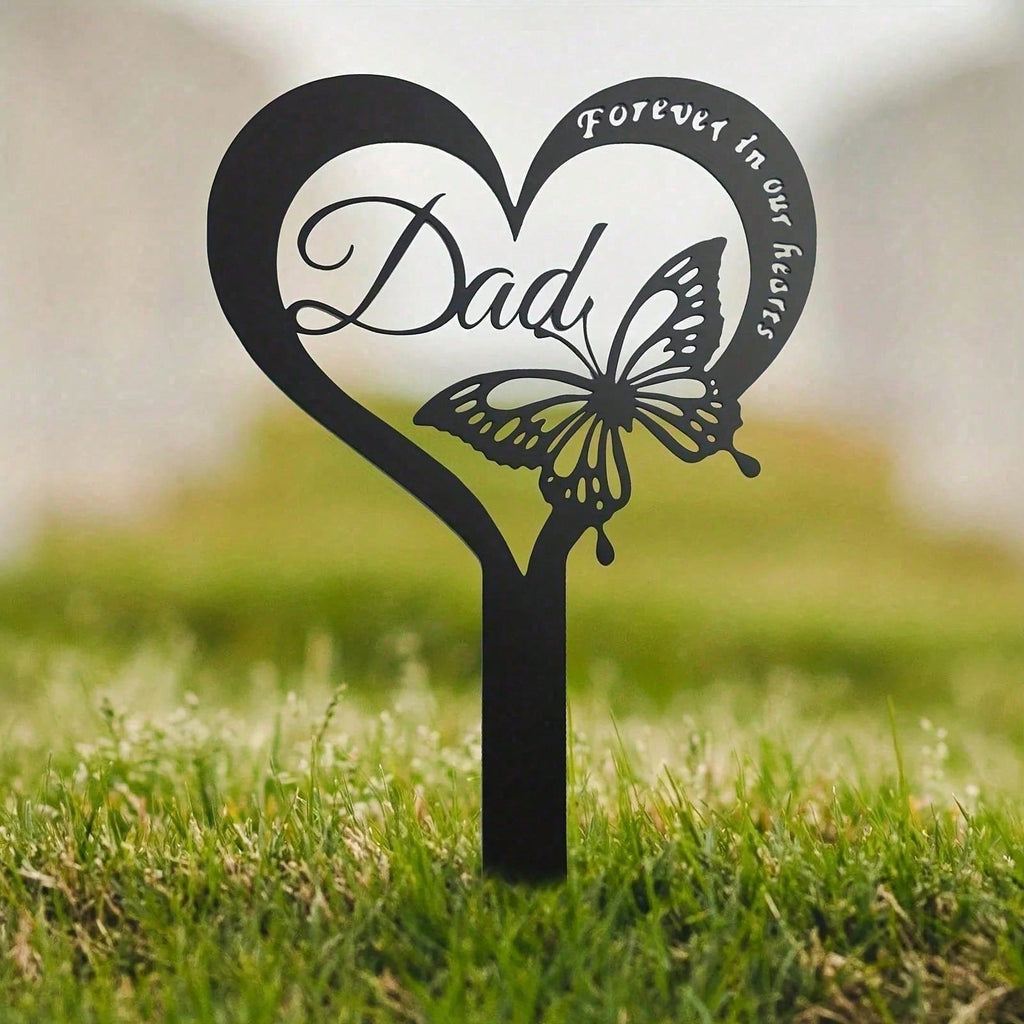 1 waterproof butterfly commemorative plaque - elegant metal tombstone piles are suitable for cemeteries, durable wrought iron to pay homage to the resting place of fathers.