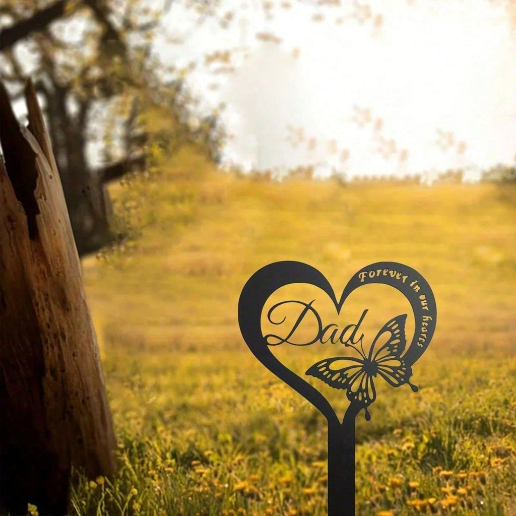 1 waterproof butterfly commemorative plaque - elegant metal tombstone piles are suitable for cemeteries, durable wrought iron to pay homage to the resting place of fathers.