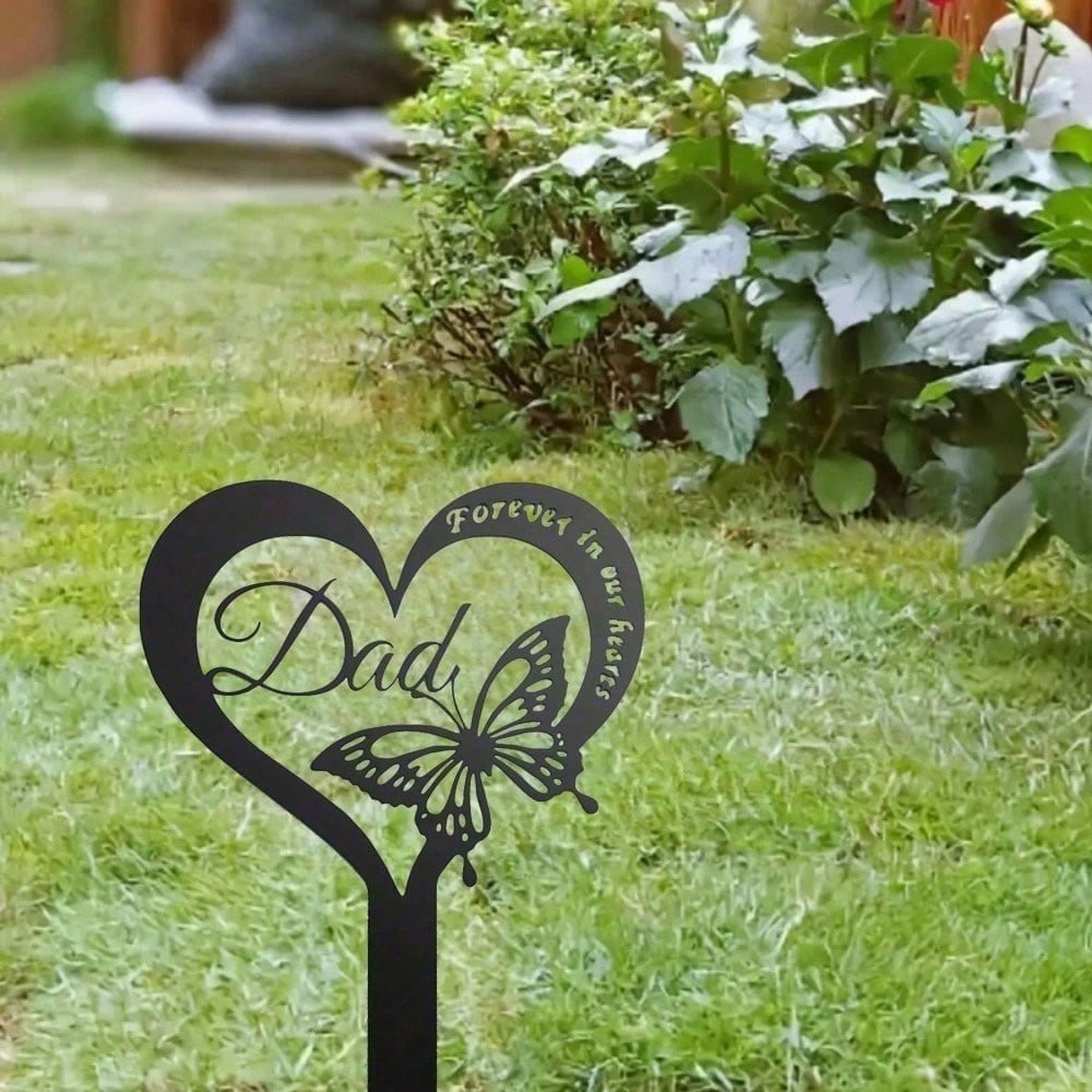1 waterproof butterfly commemorative plaque - elegant metal tombstone piles are suitable for cemeteries, durable wrought iron to pay homage to the resting place of fathers.