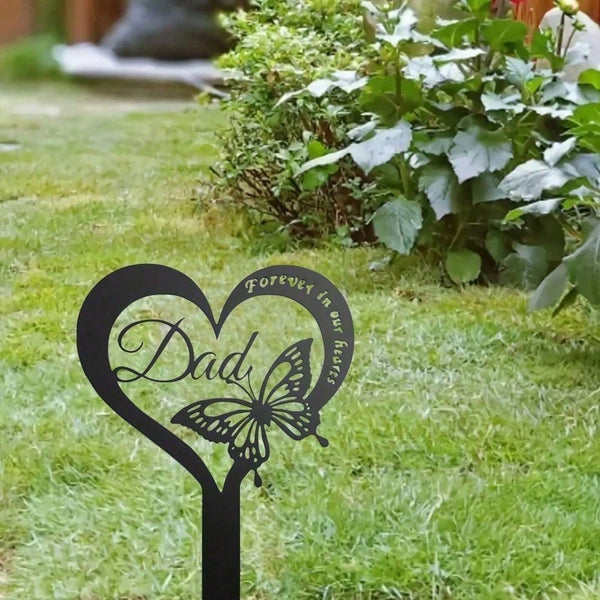 1 waterproof butterfly commemorative plaque - elegant metal tombstone piles are suitable for cemeteries, durable wrought iron to pay homage to the resting place of fathers.