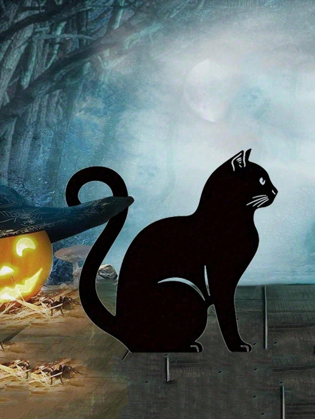 Stylish Black Metal Cat Silhouette Outdoor Garden Statue – Modern Patio, Lawn & Yard Decor Art for Cat Lovers | Unique Gift for Women, Mom, Her, Cat Lady | Perfect Home & Garden Gift for Christmas, Halloween, Birthday, Housewarming | Durable Weather-Resis