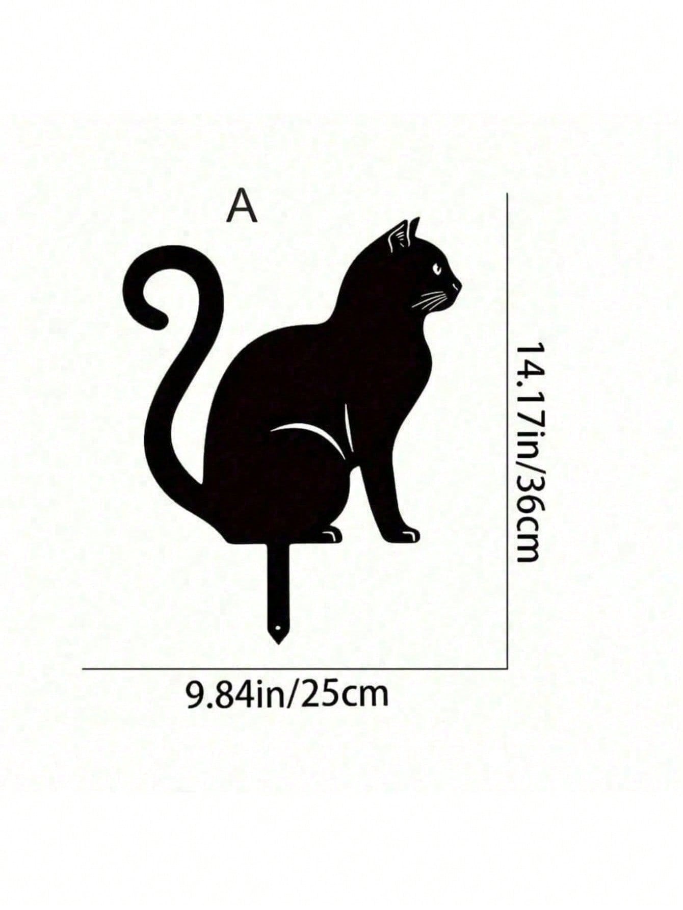 Stylish Black Metal Cat Silhouette Outdoor Garden Statue – Modern Patio, Lawn & Yard Decor Art for Cat Lovers | Unique Gift for Women, Mom, Her, Cat Lady | Perfect Home & Garden Gift for Christmas, Halloween, Birthday, Housewarming | Durable Weather-Resis
