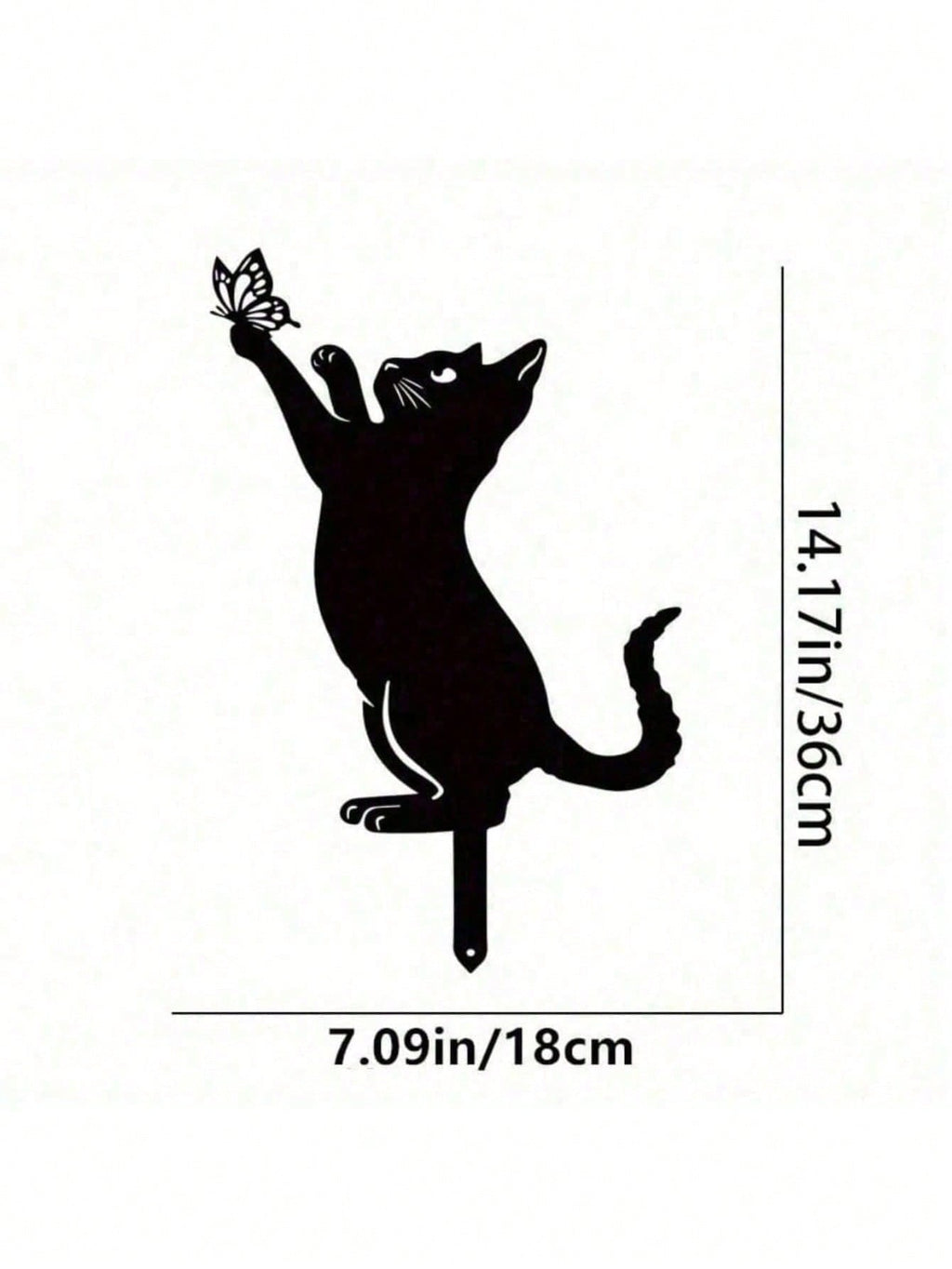 Stylish Black Metal Cat Silhouette Outdoor Garden Statue – Modern Patio, Lawn & Yard Decor Art for Cat Lovers | Unique Gift for Women, Mom, Her, Cat Lady | Perfect Home & Garden Gift for Christmas, Halloween, Birthday, Housewarming | Durable Weather-Resis