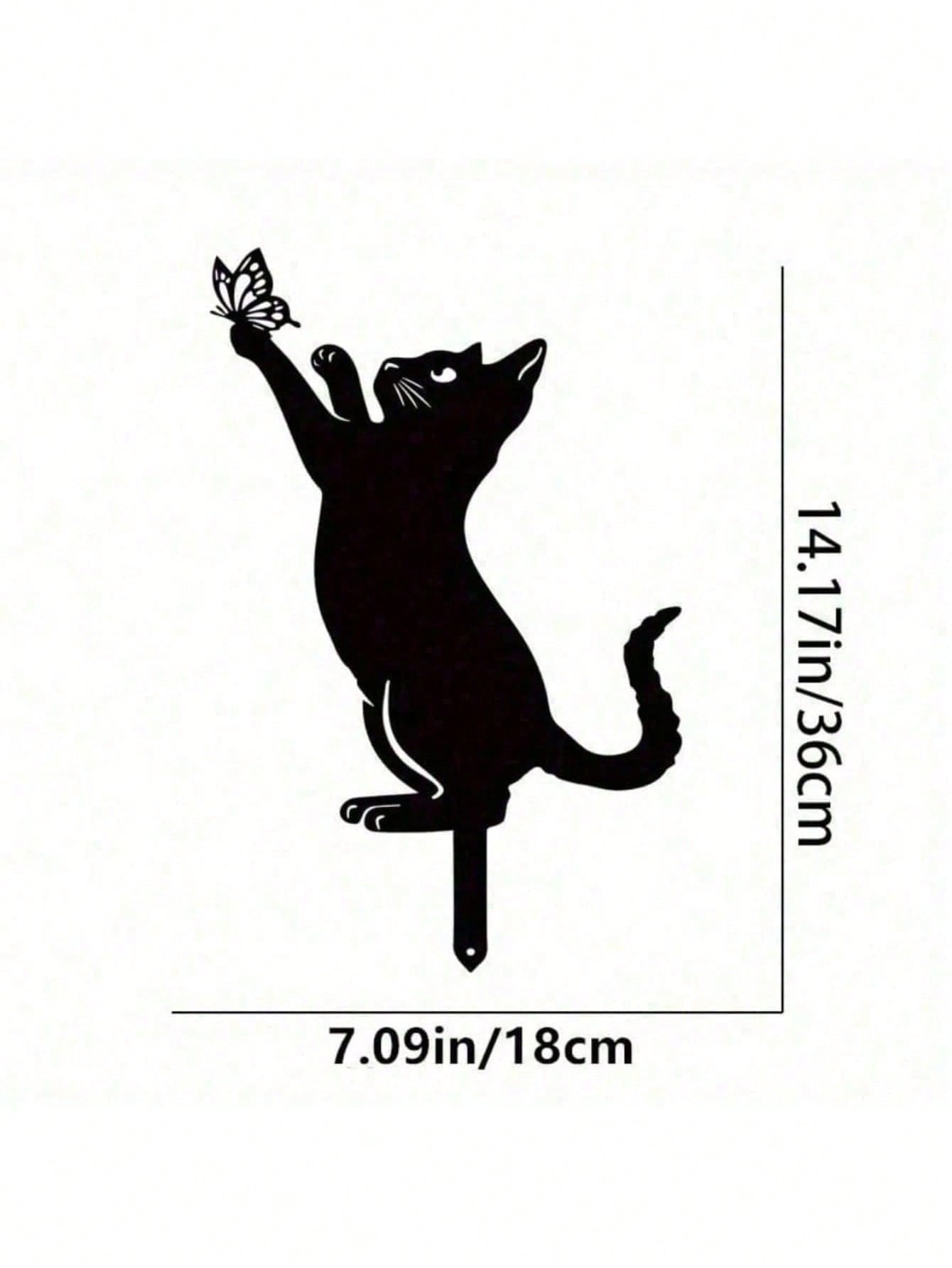 Stylish Black Metal Cat Silhouette Outdoor Garden Statue – Modern Patio, Lawn & Yard Decor Art for Cat Lovers | Unique Gift for Women, Mom, Her, Cat Lady | Perfect Home & Garden Gift for Christmas, Halloween, Birthday, Housewarming | Durable Weather-Resis