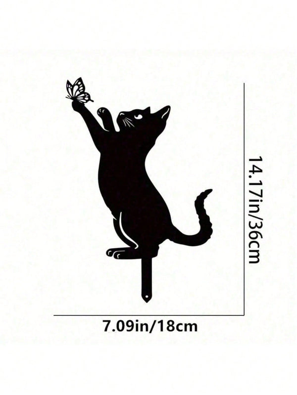Stylish Black Metal Cat Silhouette Outdoor Garden Statue – Modern Patio, Lawn & Yard Decor Art for Cat Lovers | Unique Gift for Women, Mom, Her, Cat Lady | Perfect Home & Garden Gift for Christmas, Halloween, Birthday, Housewarming | Durable Weather-Resis