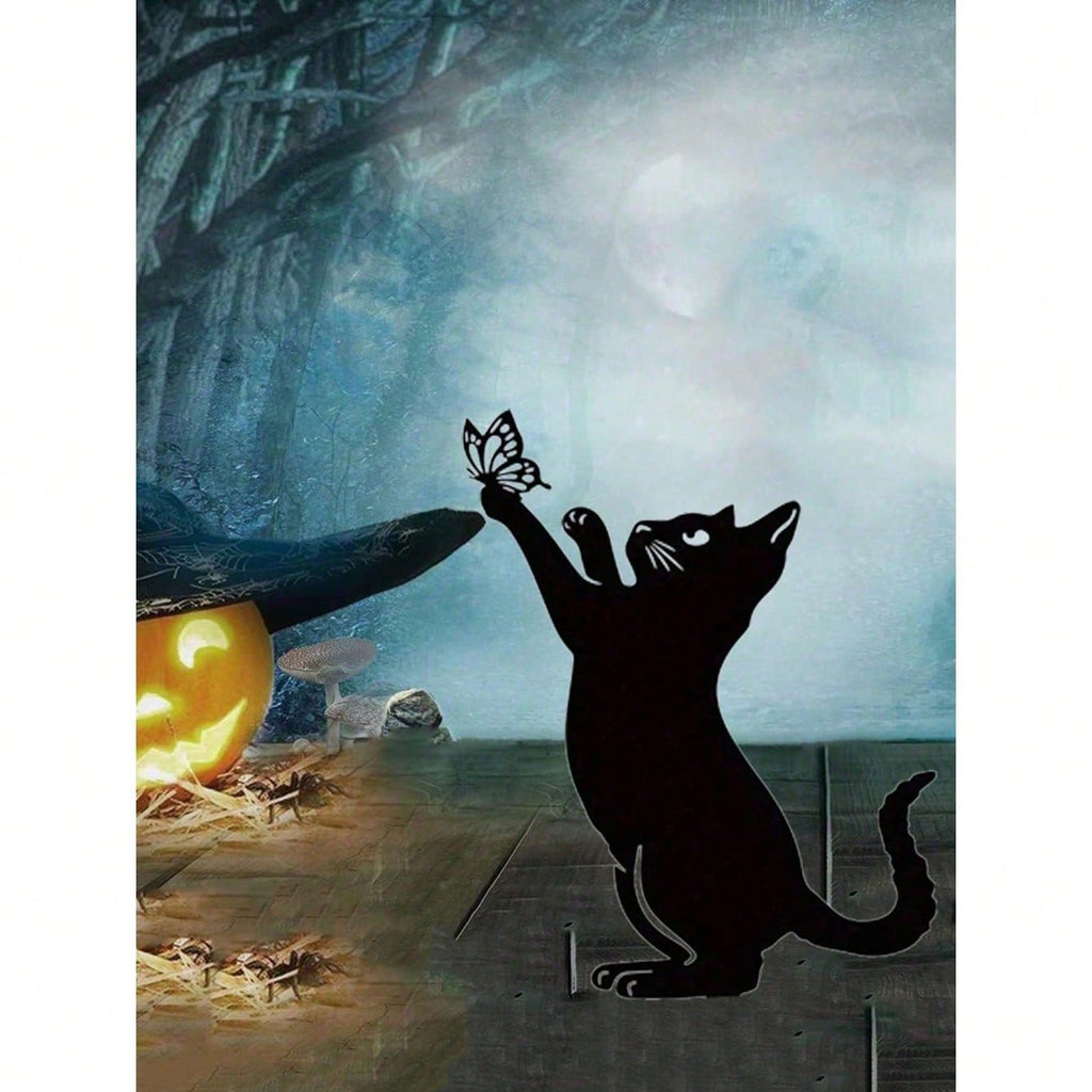 Stylish Black Metal Cat Silhouette Outdoor Garden Statue – Modern Patio, Lawn & Yard Decor Art for Cat Lovers | Unique Gift for Women, Mom, Her, Cat Lady | Perfect Home & Garden Gift for Christmas, Halloween, Birthday, Housewarming | Durable Weather-Resis