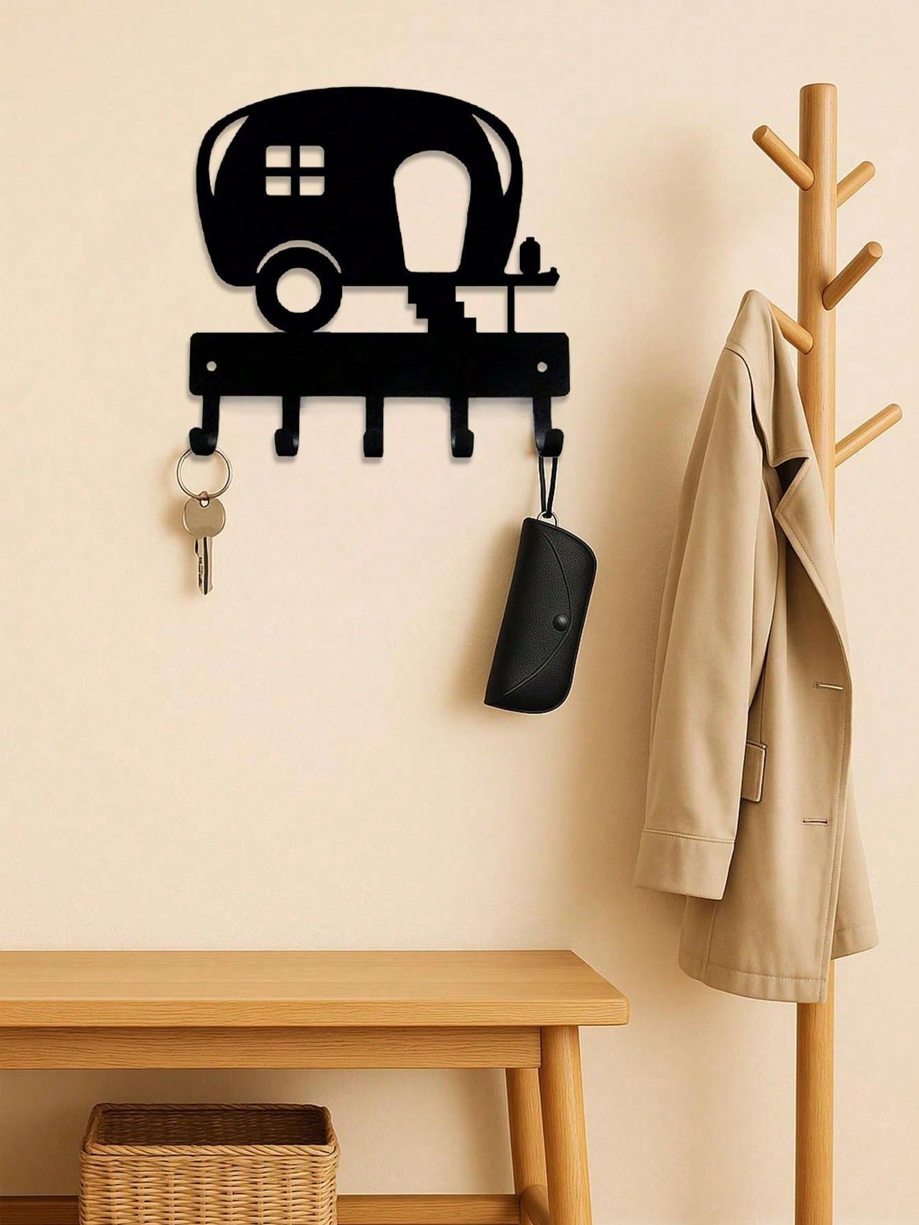 Vintage Trailer Wall Decor – Adorable Rustic Key Holder, Farmhouse Halloween & Cozy Home Aesthetic, Cute Wall Hanging for Kitchen Bathroom Bedroom Living Room, Unique Gift Idea Secondary image