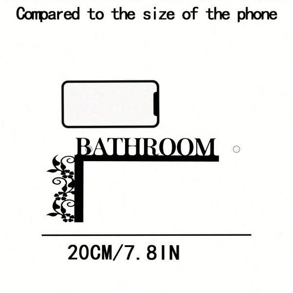 1pc Elegant Metal Bathroom Door Sign, Wall-Mounted Iron Decorative Plaque With Floral Design, Suitable For Home And Bathroom Decor