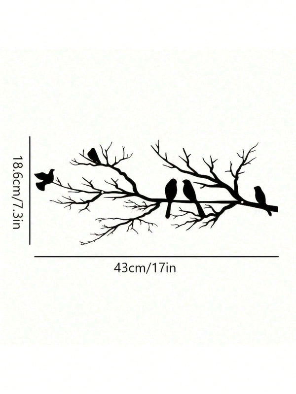 1 piece of metal bird wall decoration with leaves and flowers, black wrought iron ornaments, branch sculptures for indoor and outdoor home garden decoration, suitable for Thanksgiving, Christmas, New Year, Easter parties,