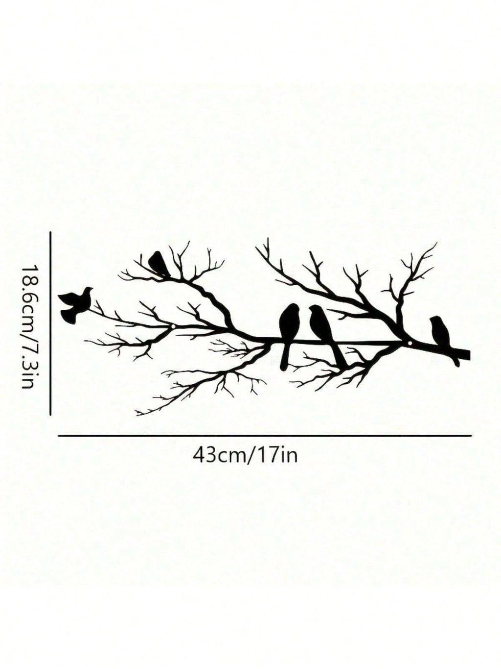 1 piece of metal bird wall decoration with leaves and flowers, black wrought iron ornaments, branch sculptures for indoor and outdoor home garden decoration, suitable for Thanksgiving, Christmas, New Year, Easter parties,