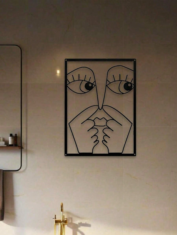 3-Pack fun clip-nose metal wall hanging artwork, elegant and minimalist abstract facial line art, humorous wrought iron wall hanging suitable for guest bathroom, home toilet, bed and breakfast and hotel decoration, Valentine's Day, Christmas