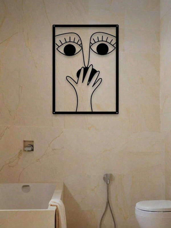 3-Pack fun clip-nose metal wall hanging artwork, elegant and minimalist abstract facial line art, humorous wrought iron wall hanging suitable for guest bathroom, home toilet, bed and breakfast and hotel decoration, Valentine's Day, Christmas