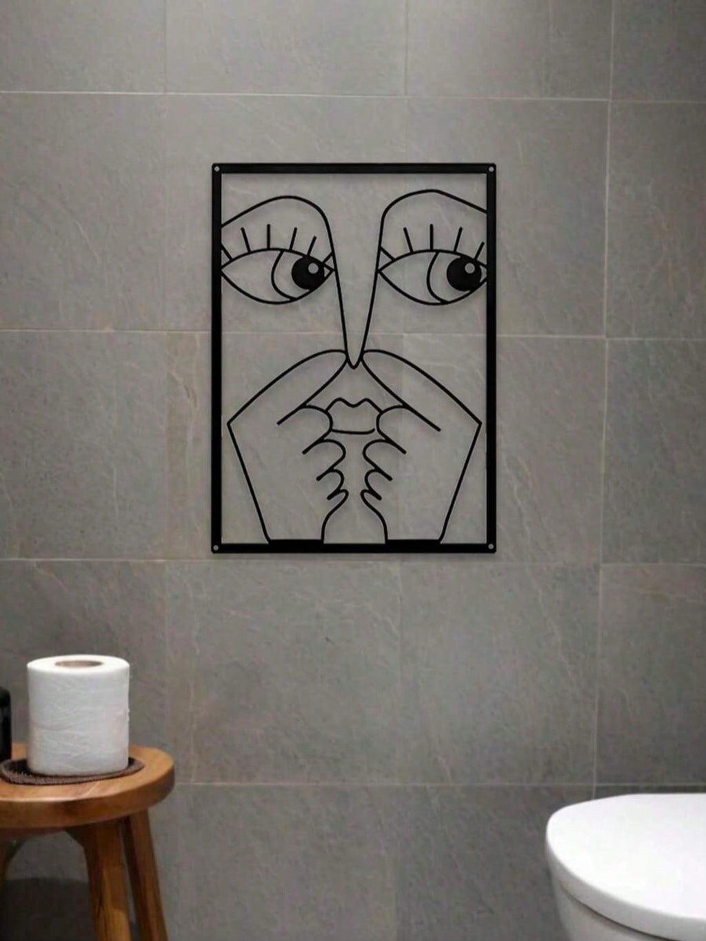 3-Pack fun clip-nose metal wall hanging artwork, elegant and minimalist abstract facial line art, humorous wrought iron wall hanging suitable for guest bathroom, home toilet, bed and breakfast and hotel decoration, Valentine's Day, Christmas