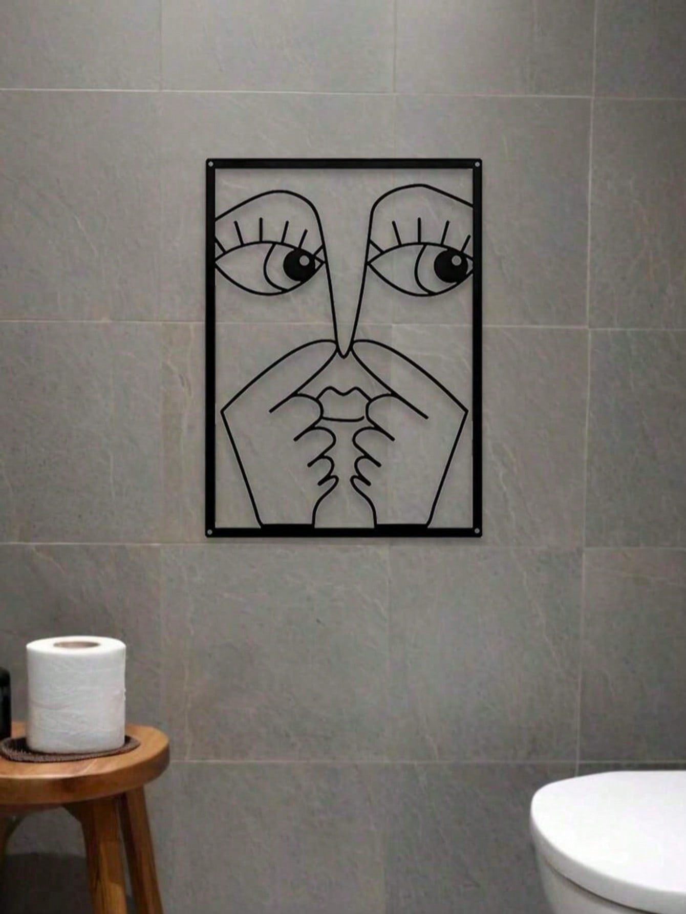 3-Pack fun clip-nose metal wall hanging artwork, elegant and minimalist abstract facial line art, humorous wrought iron wall hanging suitable for guest bathroom, home toilet, bed and breakfast and hotel decoration, Valentine's Day, Christmas