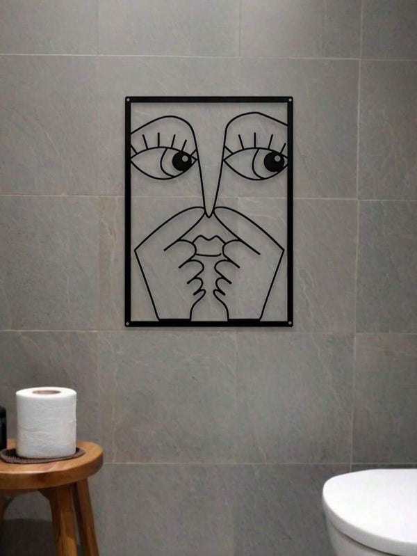 3-Pack fun clip-nose metal wall hanging artwork, elegant and minimalist abstract facial line art, humorous wrought iron wall hanging suitable for guest bathroom, home toilet, bed and breakfast and hotel decoration, Valentine's Day, Christmas