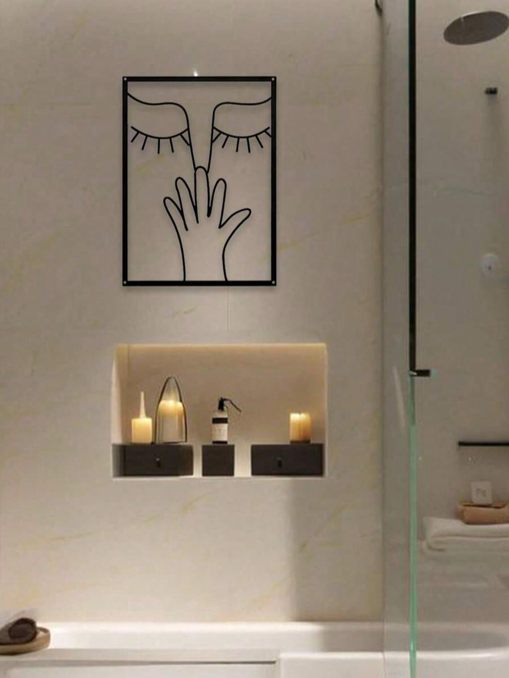 3-Pack fun clip-nose metal wall hanging artwork, elegant and minimalist abstract facial line art, humorous wrought iron wall hanging suitable for guest bathroom, home toilet, bed and breakfast and hotel decoration, Valentine's Day, Christmas