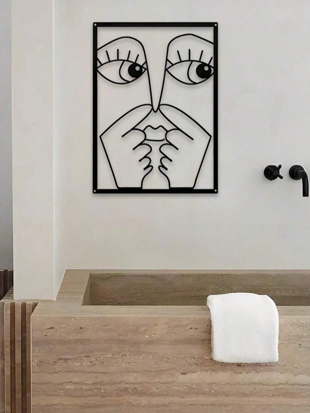 3-Pack fun clip-nose metal wall hanging artwork, elegant and minimalist abstract facial line art, humorous wrought iron wall hanging suitable for guest bathroom, home toilet, bed and breakfast and hotel decoration, Valentine's Day, Christmas