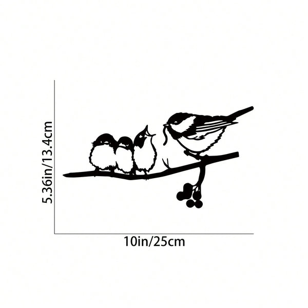 1 piece of metal bird wall decoration with leaves and flowers, black wrought iron ornaments, branch sculptures for indoor and outdoor home garden decoration, suitable for Thanksgiving, Christmas, New Year, Easter parties,