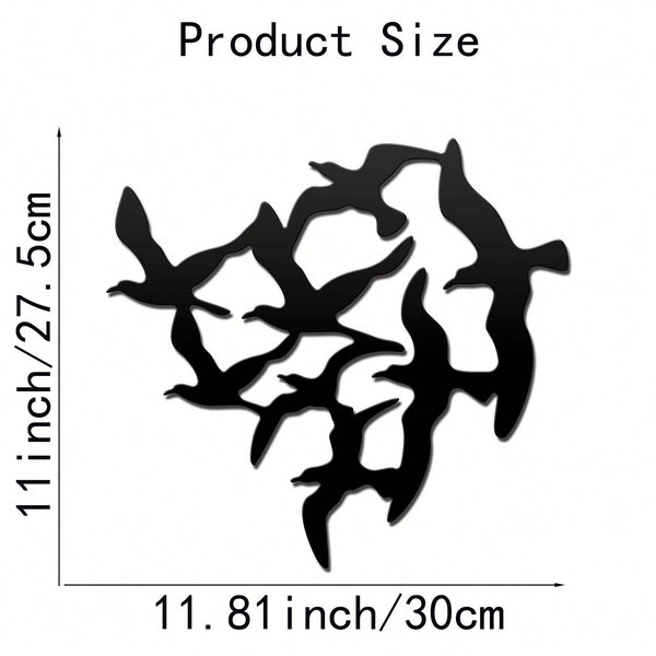 1 piece of metal bird wall decoration with leaves and flowers, black wrought iron ornaments, branch sculptures for indoor and outdoor home garden decoration, suitable for Thanksgiving, Christmas, New Year, Easter parties,