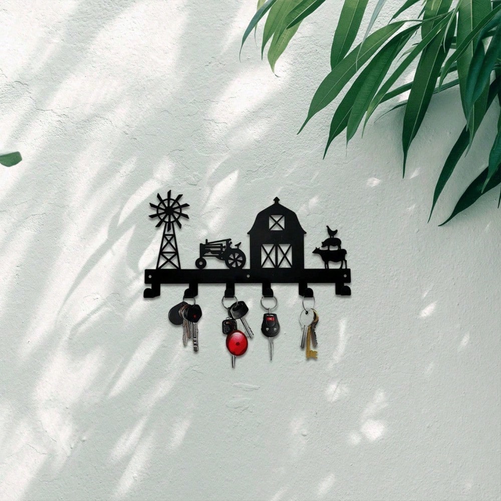 Rustic Farmhouse Wall Shelf With Hooks – Entryway Key Holder And Mudroom Organizer, Wall-Mounted Storage For Keys Mail Coats Hats, Stylish Home Decor For Bedroom Office Bathroom, Housewarming Valentine Easter Wedding Gift