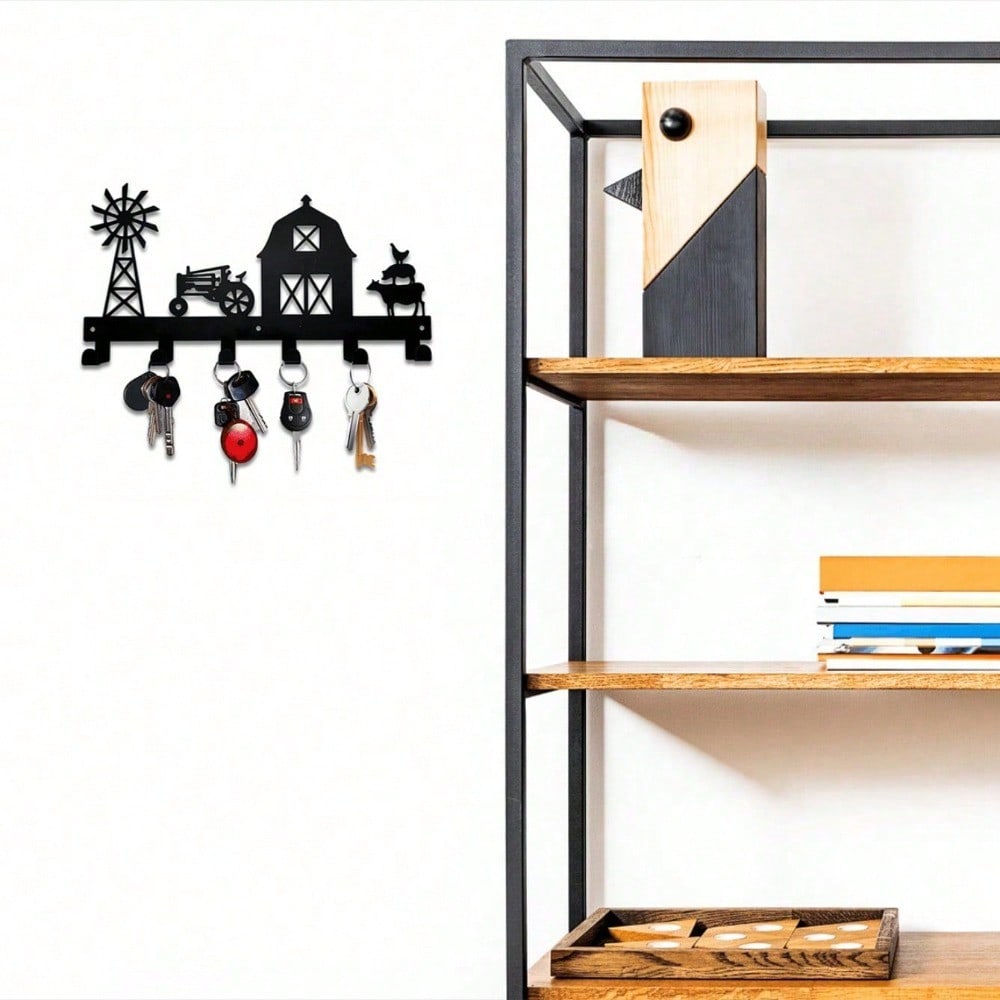 Rustic Farmhouse Wall Shelf With Hooks – Entryway Key Holder And Mudroom Organizer, Wall-Mounted Storage For Keys Mail Coats Hats, Stylish Home Decor For Bedroom Office Bathroom, Housewarming Valentine Easter Wedding Gift