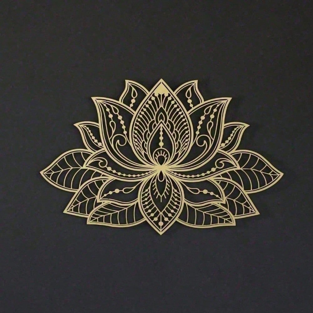 Gold Lotus Flower Metal Wall Art – Modern Gold Floral Decor for Living Room Bedroom Headboard Yoga Studio Meditation Space, Boho Zen Home Accent Spiritual Wall Hanging Aesthetic Room Decor, Unique Gift for Women Valentine Ramadan Birthday New Year, Decora