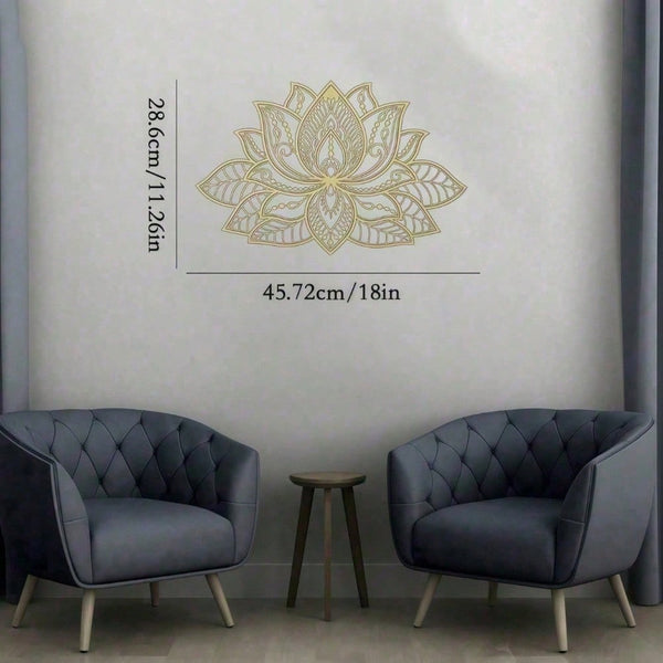 Gold Lotus Flower Metal Wall Art – Modern Gold Floral Decor for Living Room Bedroom Headboard Yoga Studio Meditation Space, Boho Zen Home Accent Spiritual Wall Hanging Aesthetic Room Decor, Unique Gift for Women Valentine Ramadan Birthday New Year, Decora