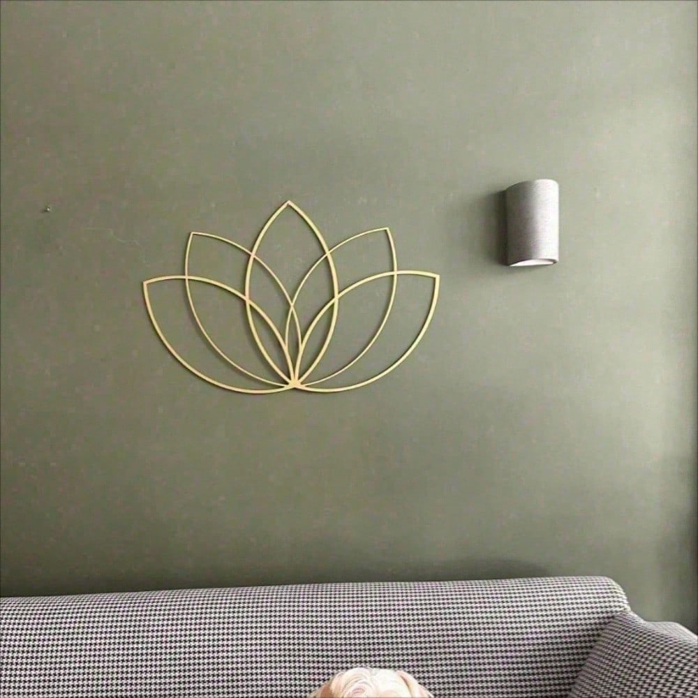 Gold Lotus Flower Metal Wall Art – Modern Gold Floral Decor for Living Room Bedroom Headboard Yoga Studio Meditation Space, Boho Zen Home Accent Spiritual Wall Hanging Aesthetic Room Decor, Unique Gift for Women Valentine Ramadan Birthday New Year, Decora