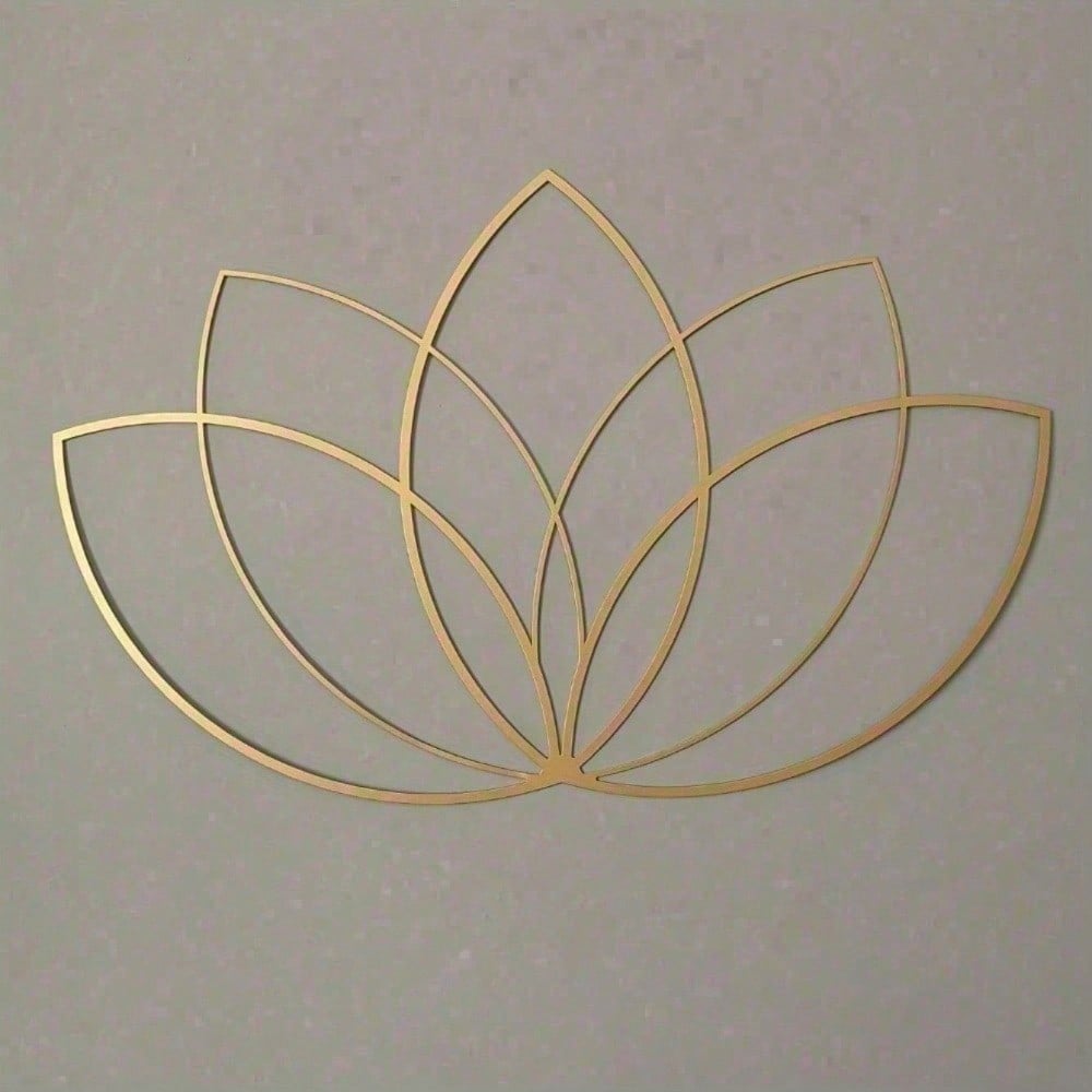 Gold Lotus Flower Metal Wall Art – Modern Gold Floral Decor for Living Room Bedroom Headboard Yoga Studio Meditation Space, Boho Zen Home Accent Spiritual Wall Hanging Aesthetic Room Decor, Unique Gift for Women Valentine Ramadan Birthday New Year, Decora