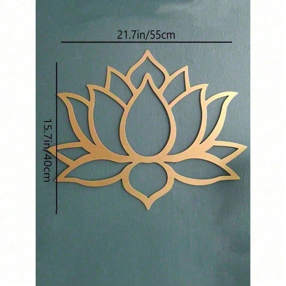 Gold Lotus Flower Metal Wall Art – Modern Gold Floral Decor for Living Room Bedroom Headboard Yoga Studio Meditation Space, Boho Zen Home Accent Spiritual Wall Hanging Aesthetic Room Decor, Unique Gift for Women Valentine Ramadan Birthday New Year, Decora