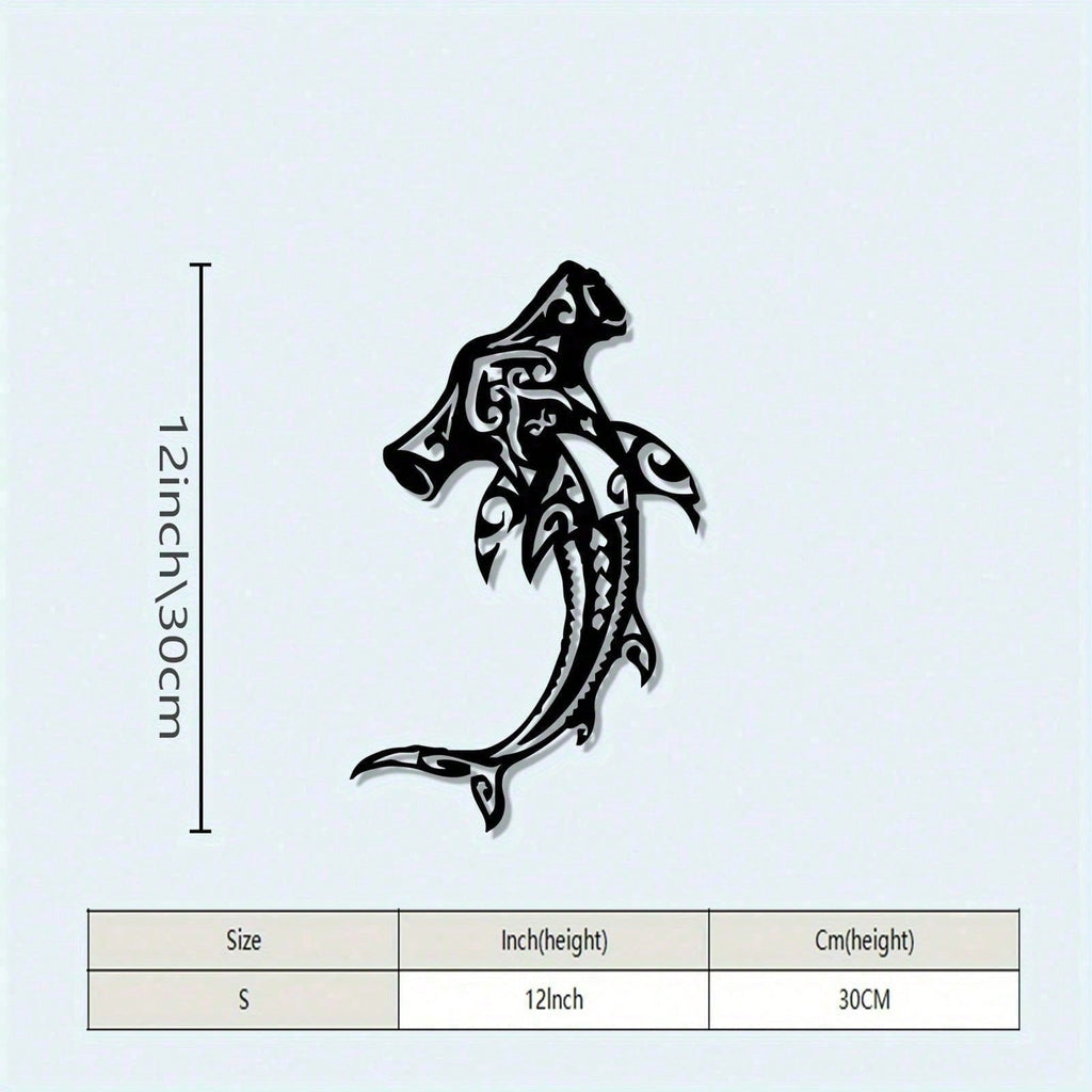 Vintage hammerhead shark metal artwork with elaborate laser cutting and exquisite detail with a vintage iron texture.