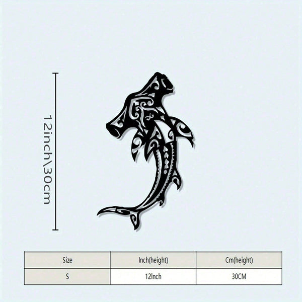 Vintage hammerhead shark metal artwork with elaborate laser cutting and exquisite detail with a vintage iron texture.