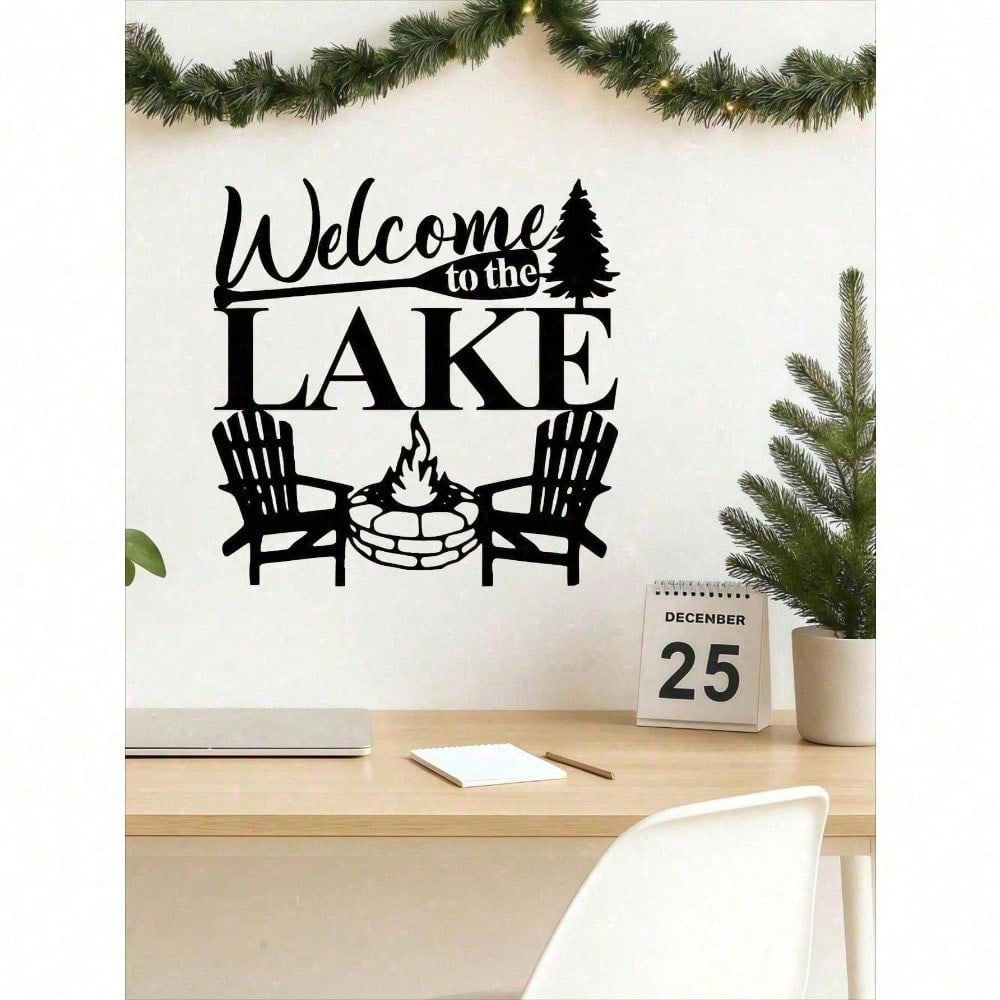 The Lake Abstract Metal Wall Art, Modern Nature-Inspired Decor for Living Room Bedroom Office, Waterproof Rust-Resistant Indoor Outdoor Hanging Art for Patio Garden Porch, Aesthetic Gift for Women Men, Perfect for Valentine’s Day Ramadan Birthday New Year Main image