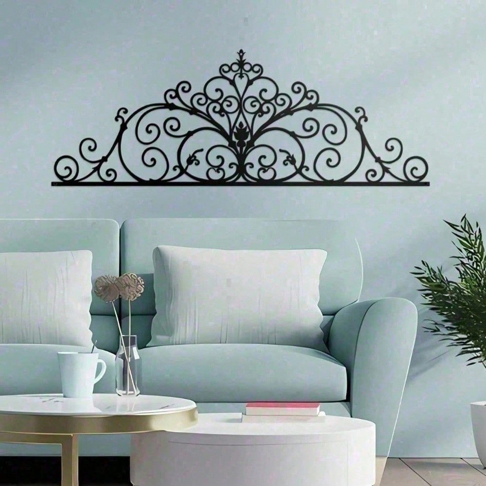 Gothic Metal Wall Art Set of 2, Laser Cut Black Scroll Design for Living Room Bedroom Entryway, Dark Home Decor Gift