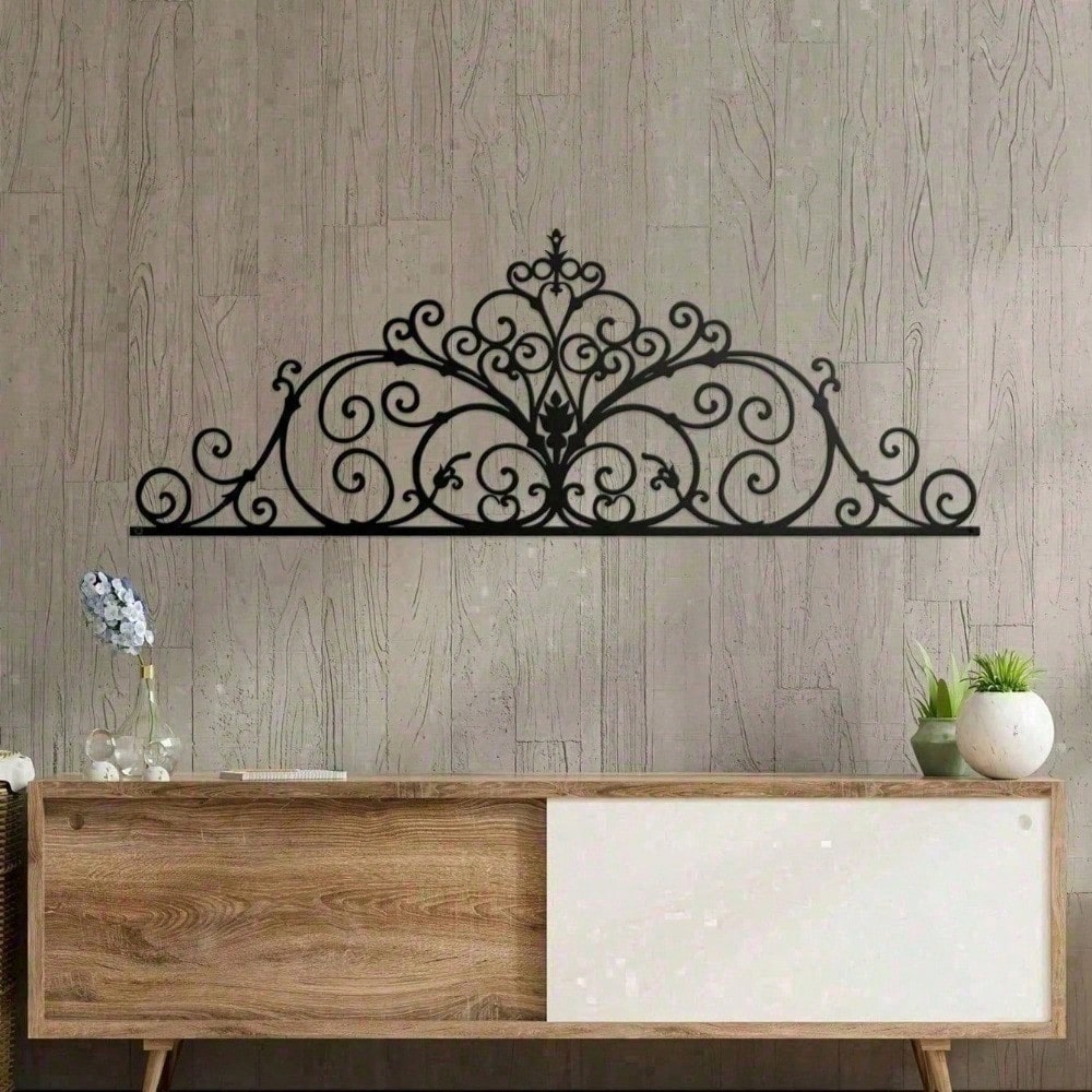 Gothic Metal Wall Art Set of 2, Laser Cut Black Scroll Design for Living Room Bedroom Entryway, Dark Home Decor Gift