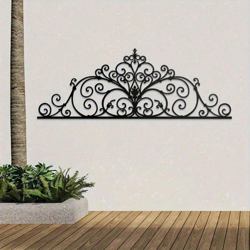 Gothic Metal Wall Art Set of 2, Laser Cut Black Scroll Design for Living Room Bedroom Entryway, Dark Home Decor Gift