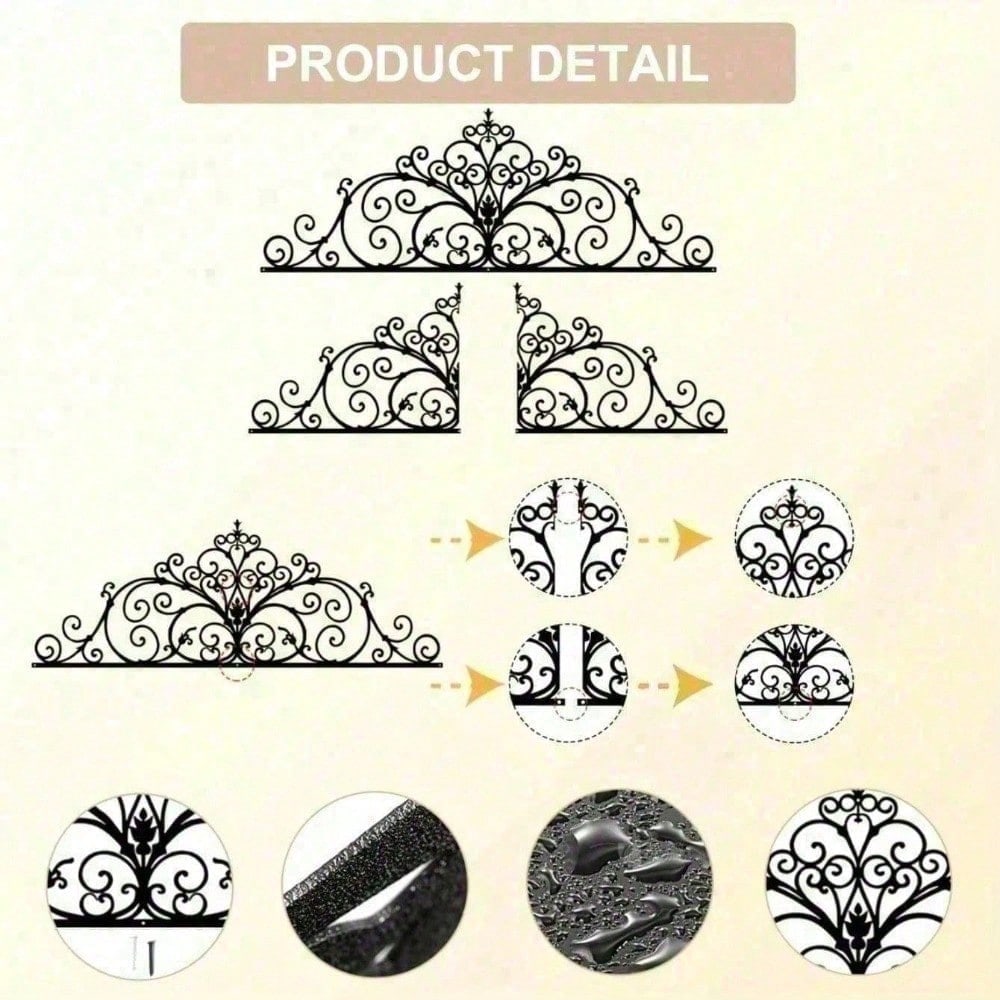 Gothic Metal Wall Art Set of 2, Laser Cut Black Scroll Design for Living Room Bedroom Entryway, Dark Home Decor Gift