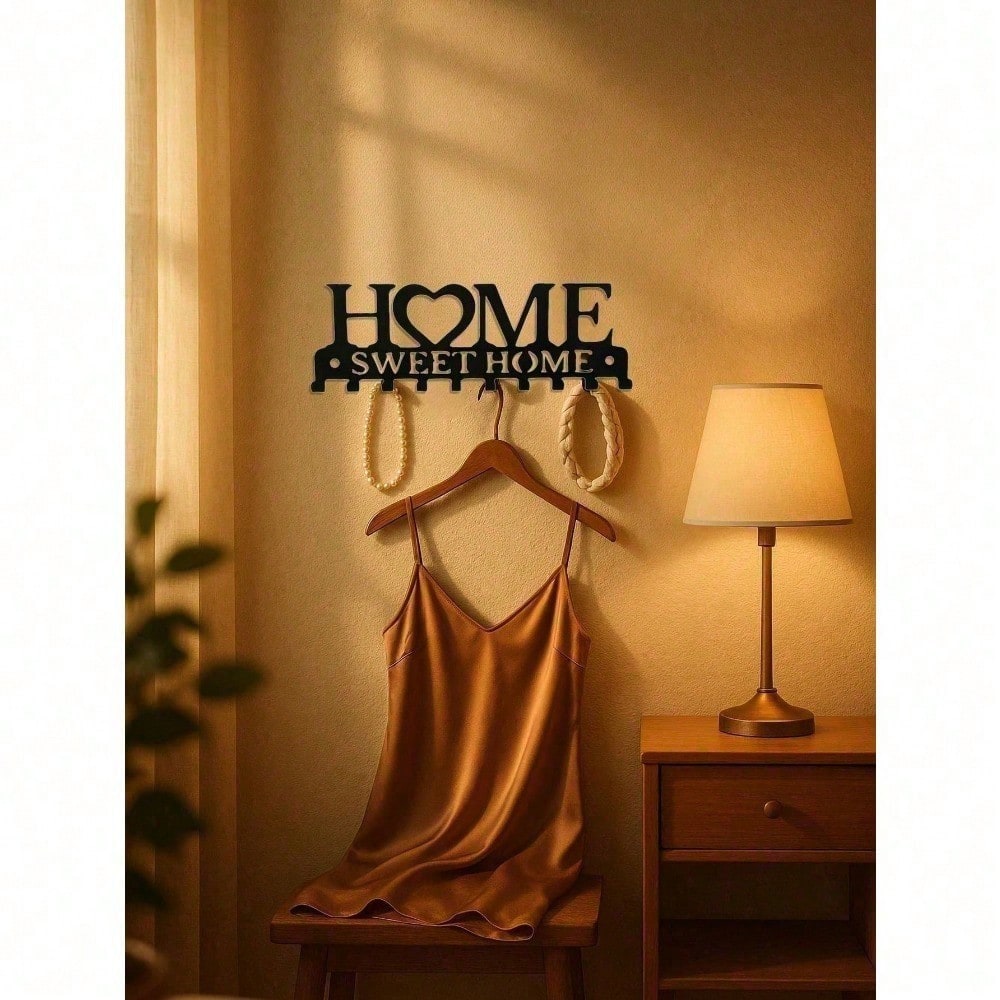 Sleek Wall-Mounted Key Holder with Hooks, Modern Key & Mail Organizer for Entryway Hallway Office, Space-Saving Coat Hat Rack Aesthetic Gift